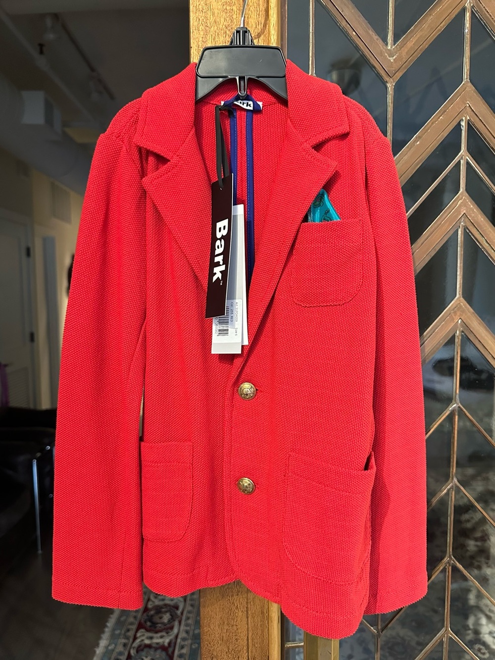 Bark Boys Bright Red Knit Blazer with Gold Buttons Size 6. NWT